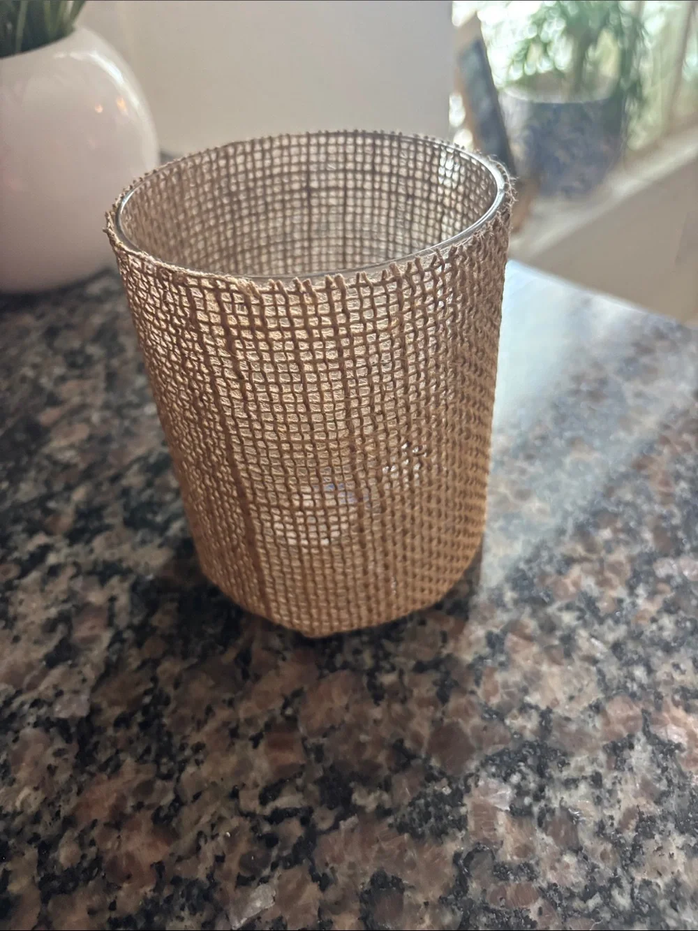Natural Burlap Votive Holder - Neutral Brown Home Accent